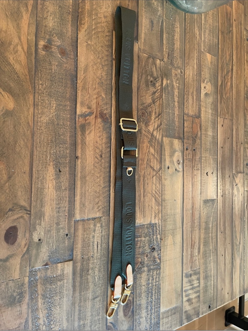 Adjustable crossbody Strap in Dark green with Gold Hardware